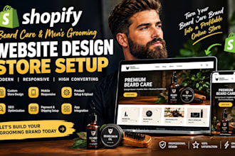 design shopify beard care product website mens grooming ecommerce store website