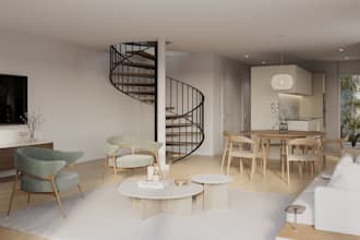 produce cgi interior visual from floor plan, housing scheme render for marketing