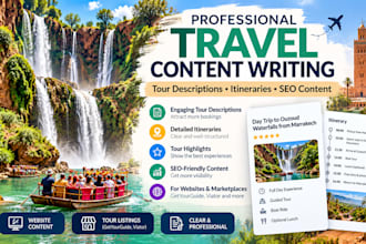 write professional travel tour descriptions and itineraries