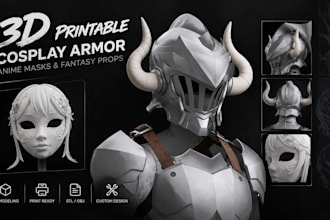design 3d printable cosplay armor, anime masks and fantasy props
