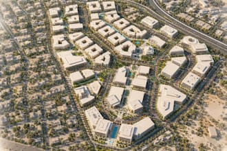 design 3d urban masterplan largescale real estate layout aerial site plan render