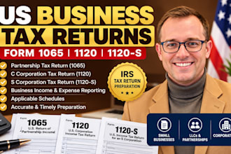 prepare US business tax returns form 1065, 1120 and 1120s