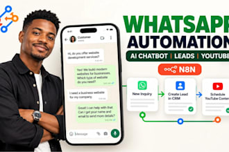 build whatsapp automation, n8n ai chatbot, lead generation and youtube workflows