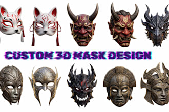 sculpt stylized 3d mask 3d cosplay 3d helmet 3d printable file for 3d printing
