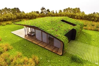 design green buildings, green roofs, rainwater harvesting, natural ventilation