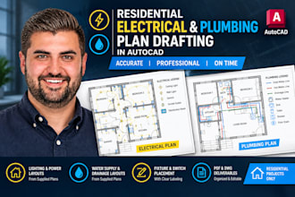 draft residential, electrical, plumbing plans in autocad