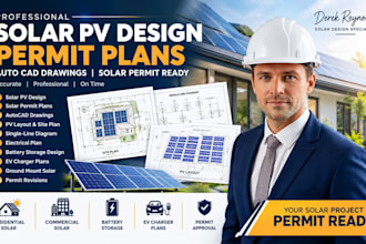 design solar pv permit plans autocad solar permit drawings