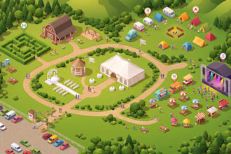 design custom wedding map, festival map, reception map and visitor guide map