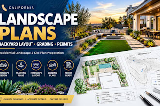 prepare california landscape architecture permit backyard layout grading plans