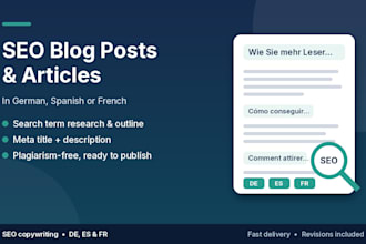 write SEO blog posts and articles in german, spanish or french