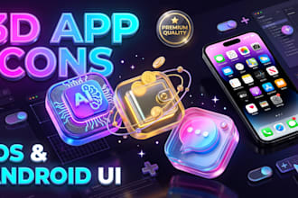 design modern 3d gradient app icon and mobile ui logo