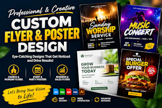 design custom event flyer, church flyer, event poster and sales flyer design