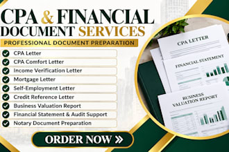 sign US CPA letters, financial capacity letters, audit and financial statement