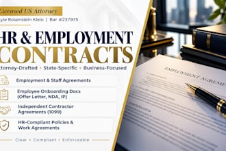 draft HR compliant work agreements and corporate policies as a US attorney