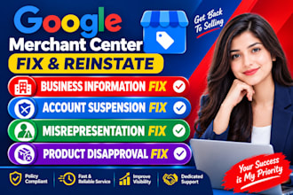 fix google merchant center suspension, gmc misrepresentation and product issues