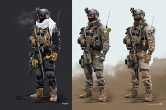 make military character or military prop design