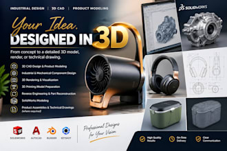do 3d cad product design and modeling in solidworks