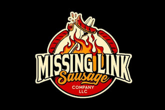 design powerful gourmet sausage food truck logo