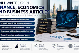 write expert finance, economics and business articles