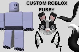 design custom roblox furry avatar head tail ears kemono ugc accessories 3d model
