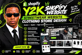 create y2k shopify website streetwear website clothing store