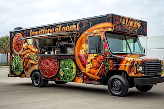 create a food truck wrap, food van wrap, food trailer, and truck wrap design