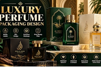 create luxury perfume bottle labels and fragrance mockups