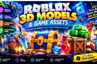 create custom roblox game asset and 3d props