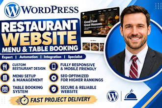 design wordpress restaurant website menu table booking online reservation system