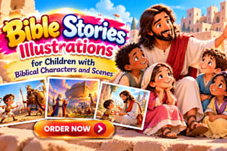 illustrate bible stories for children with biblical characters and scenes