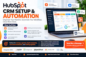 setup hubspot CRM, workflow automation, sales pipeline and lead nurturing