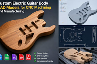 create custom electric guitar body cad model for cnc machining and manufacturing