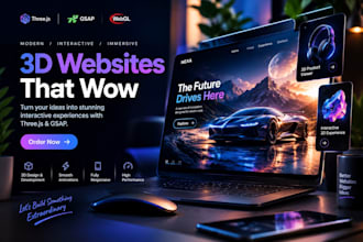 create an animated interactive 3d website using threejs, gsap, webgl 3d website