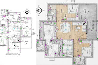 design residential and commercial electrical plan layout in autocad for permit