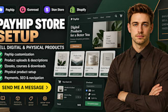 design payhip website, setup payhip store for digital and physical products SEO