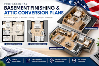 create basement finishing and attic conversion plans