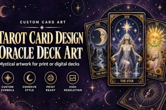 tarot card design tarot deck oracle cards mystical spiritual card illustration