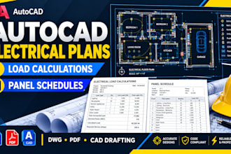 design electrical plans in autocad, load calculation and panel schedule