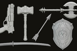 design custom 3d sword, 3d cosplay prop weapon stl files for 3d printing