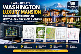 do washington luxury mansion architect, urban plan, low voltage, beam and column
