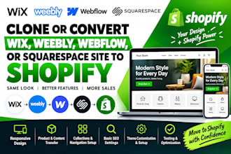 clone or convert wix, weebly, webflow, squarespace to shopify website