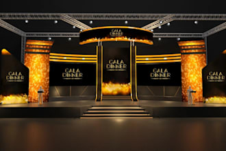 create 3d dj stage design, 3d stage event, concert design