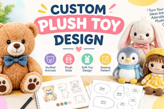 create plush toy design stuffed animal dolls and plushie sewing pattern