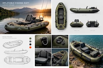 design an inflatable fishing raft or inflatable boat concept