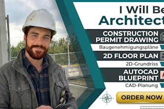 be architect for construction permit drawing, 2d floor plan, autocad blueprint