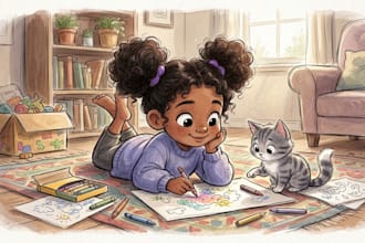 illustrate story book for kids, watercolor art, cartoon aquarell illustration