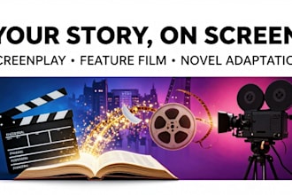write screenwriting for movie script, feature film, screenplay, novel adaptation