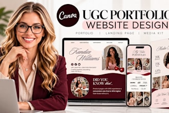 design canva website, canva landing page, media kit canva ugc portfolio website