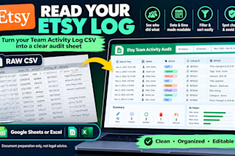 turn your etsy team activity log CSV into a clear audit sheet