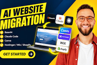 rebuild base44 claude code ai website to canva hostinger wix shopify website